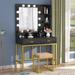 Everly Quinn Vanity Set w/ Lighted Mirror Wood/Metal in Gray/Black/Brown | 62 H x 35 W x 18 D in | Wayfair 73D6B7E4BD7B4D76BA54730D7F7CEDF3