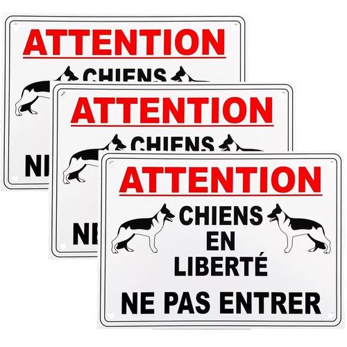 Ultra Secure - Pack 3 panneaux extérieurs 'attention chiens en liberté ne pas entrer' - pvc