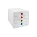 Exacompta - Module de classement Pop Box 4 tiroirs - blanc/ assortis - Blanc/assortis