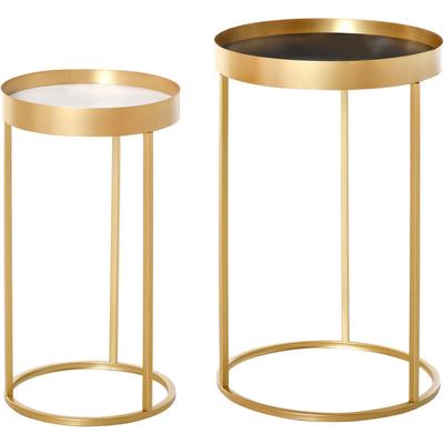 Homcom - Tables gigognes lot de 2 tables basses rondes design style art déco Ø 39 et Ø 30 cm métal