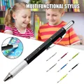 Stylet multifonctionnel 6 en 1 avec outil de recharge noir/bleu stylo à bille avec clip écriture