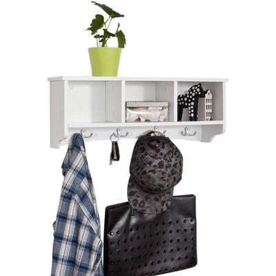 FRG48-W Wandgarderobe,Wandhaken, Hängeregal, Badezimmerschrank,mit 4 Haken,weiß, b 60 cm - Sobuy Image