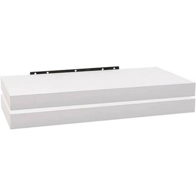 Woltu - 2er Set Wandregal Bücherregal Deko Wandablagen mdf Holz Hängeregal weiß 50x22.9x3.8cm Image