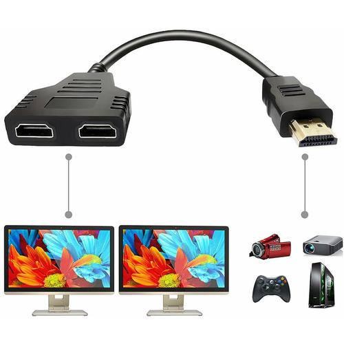 HDMI-Splitter-Adapterkabel HDMI-Splitter 1 In 2 Out $ HDMI-Stecker auf Dual-HDMI-Buchse 1 auf 2