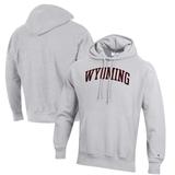 Men's Champion Heathered Gray Wyoming Cowboys Reverse Weave Fleece Pullover Hoodie