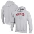 Men's Champion Heathered Gray Morehouse Maroon Tigers Reverse Weave Fleece Pullover Hoodie