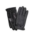 Men's Failsworth Harris Tweed & Leather Gloves Black/Grey (S/M)