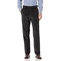 Haggar Men's 21 Wale Corduroy Expandable Waist Classic Fit Flat Front Pant, Dark Grey, 38W x 34L