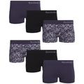 Reebok Women's Seamless Stretch Performance Boyshort Panties (6 Pack), Grey/Print/Black, S
