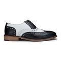 Mens Real Leather Vintage Shoes Brogues 1920s Suede Tweed Laced Shoes Smart Formal - Black White 10