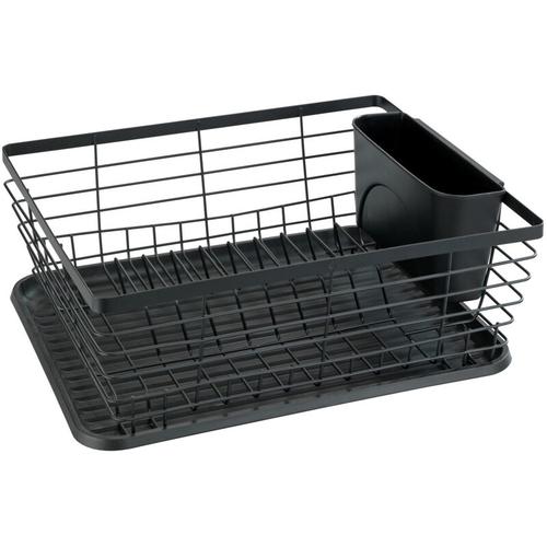 Geschirrabtropfer Drip Schwarz, Geschirr Abtropfgestell, Schwarz, pulverbeschichtetes Metall