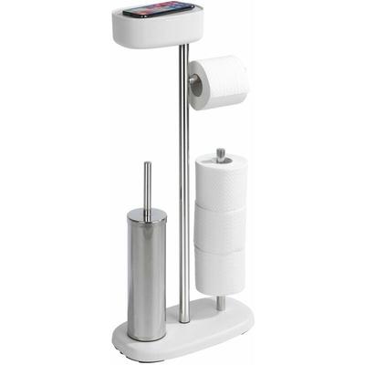 Stand WC-Garnitur mit Box RIVAZZA, 4 in 1, Toilettenpapierständer mit Ablage, WENKO