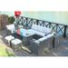 7-piece Grey Wicker Patio Furniture Set with Beige Cushions - N/A