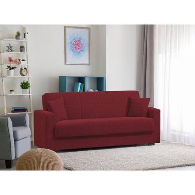 Dmora Schlafsofa Pinto, Lineares 3-Sitzer-Container-Schlafsofa, Wohnzimmersofa aus gepolstertem Image
