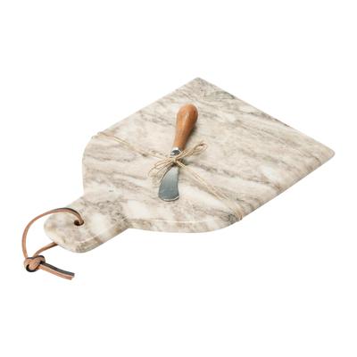 Marble Cheese/Cutting Board with Canapé Knife, Buff Color