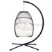 Outdoor Patio Wicker folding Hanging Chair,Rattan Swing Hammock Egg Chair with C Type Bracket , with Cushion & Pillow