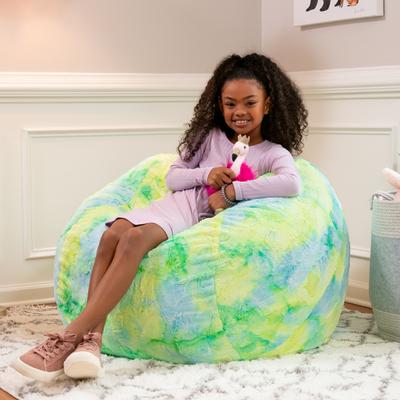 Jaxx Saxx 3 Foot Bean Bag Chair For Kids - Faux Fur - Fun Colors