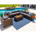 Latitude Run® Centralmont 21 Piece Rattan Complete Patio Set w/ Cushions Synthetic Wicker/All - Weather Wicker/Wicker/Rattan in Gray/Brown | Wayfair