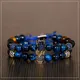 Bracelet en perles de pierre d'oeil de tigre pour hommes et femmes couronne bleue de luxe tissage