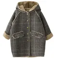 Veste en laine épaisse à carreaux pour enfants manteau long tenues en laine pour enfants