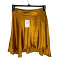 Free People Skirts | Free People Womens A Line Skirt Gold Metallic Stars Mini Draped Zipper 2 New | Color: Gold | Size: 2
