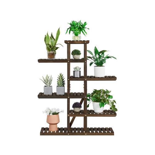 6 Ebenen Pflanzentreppe aus Holz Blumenregal Pflanzenständer Mehrstöckige Blumenleiter für