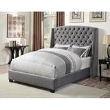 CDecor Home Furnishings Risorangis Grey Tufted Bed Upholstered/Velvet in Gray | 63 H x 87 W x 88.75 D in | Wayfair 300292KEi