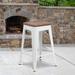 Flash Furniture Margherite 30" High Backless Metal Outdoor Barstool w/ Square Wood Seat Wood in White | 24" | Wayfair CH-31320-24-WH-WD-GG