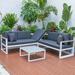 LeisureMod Chelsea Modern White 3 Piece Outdoor Aluminum Sectional