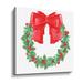The Holiday Aisle® Wreath w/ Red Cute Bow Christmas Holiday by Irina Sztukowski - Painting on Canvas in Green/Red | 10 H x 10 W x 2 D in | Wayfair