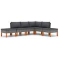 Winston Porter 6 Piece Patio Sectional w/ Cushions Poly Rattan Wicker/Rattan in Orange/Gray/Brown | 26.38 H x 23.82 W x 25.39 D in | Wayfair