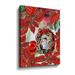 The Holiday Aisle® Christmas Angel Ornament w/ Red Poinsettia by Irina Sztukowski - Painting on Canvas in Brown/Green/Red | Wayfair