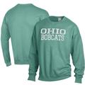 Men's ComfortWash Green Ohio Bobcats Stack Garment Dyed Crewneck Pullover Sweatshirt