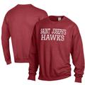 Men's ComfortWash Crimson Saint Joseph's Hawks Garment Dyed Fleece Crewneck Pullover Sweatshirt