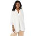 Plus Size Women's Hi-Low Linen Tunic by Jessica London in White (Size 12 W) Long Shirt