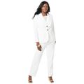 Plus Size Women's 2-Piece Stretch Crepe Single-Breasted Pantsuit by Jessica London in White (Size 12 W) Set