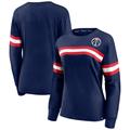 Women's Fanatics Branded Navy Washington Wizards Block Party Chest Logo Striped Long Sleeve T-Shirt