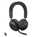 Jabra Evolve2 75 Wireless PC Headset with 8-Microphone Technology - Dual Foam Stereo Headphones with Advanced Active Noise Cancellation, USB-A Bluetooth Adapter and MS Teams-compatibility - Black