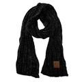 C.C Women's Ultra Soft Chenille Ribbed Thick Warm Knit Shawl Wrap Scarf - Black - One Size