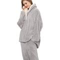 Wotcsil Fleece Pyjamas Set Women Ladies Loungewear Pjs Winter Warm Comfy Grey Purple Red M-XXL