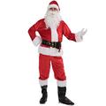 Furry Adult Santa Suit Outfit,Deluxe Grinch Santa Costume with Green Funny Mask Christmas Hat (#2-Red, L)