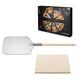 Navaris XL Pizza Stone Set for Baking - Cordierite Pizza Stone Plate with Pizza Peel for BBQ Grill Oven - Incl. Recipe Book - Rectangular, 38x30x1.5cm