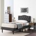 Taomika 3-Pieces Bedroom Set with Dark Grey Tufted Upholstered Bed