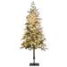 6ft Pre-Lit Artificial Hinged Pencil Christmas Tree Snow-Flocked w/ - See details