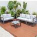 LeisureMod Chelsea Modern Black 3 Piece Outdoor Aluminum Sectional