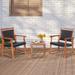 Costway 3PCS Patio Rattan Bistro Set Acacia Wood Frame Armrest Chairs - See details