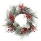 Fraser Hill Farm 24-In. Frosted Pine Wreath with Red Berries and Pinecones - Green