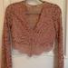 Zara Tops | Holiday Chic Classic Blush Pink Long Sleeve Crop Top Lace | Color: Pink | Size: Xs