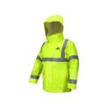 MCR Safety Big Jake 2 Flame Resistant Rain Jacket PVC/Meta-Aramid ANSI Class 3 Hi-Vis Standard HRC2/CAT2 ARC Rating - ATPV 11 cal/cm2 Fluorescent Lime