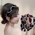 Wiwpar Dünnes Strass-Stirnband für Frauen Samt Stirnband Stirnband Vintage Strass Kopf Haarbänder Haar Hoop Elastische Haarschmuck (Rot)